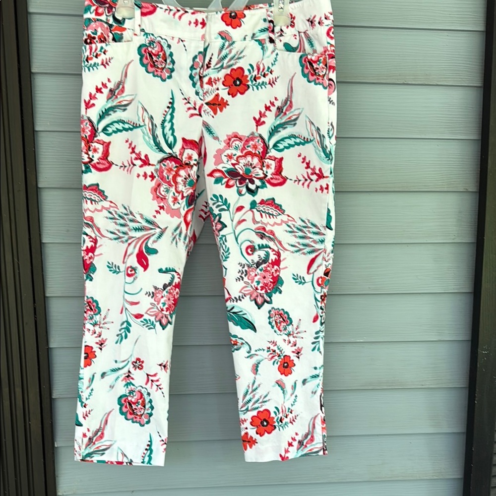 7th Avenue New York & Company Floral Print Capris Bright Fun Size 12